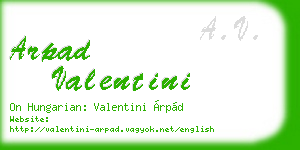 arpad valentini business card